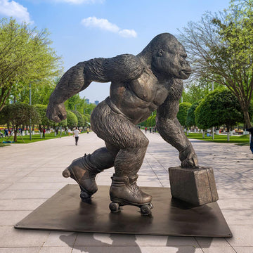 The Mountain Gorilla Races on Rollar Skates (Bronze Sculpture)