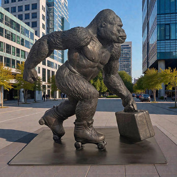 The Mountain Gorilla Races on Rollar Skates (Bronze Sculpture)