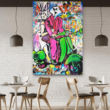 Green vespa on speed (Original Painting)