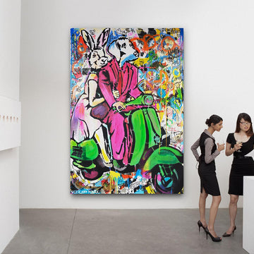 Green vespa on speed (Original Painting)