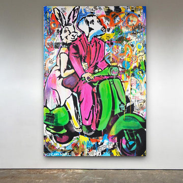 Green vespa on speed (Original Painting)