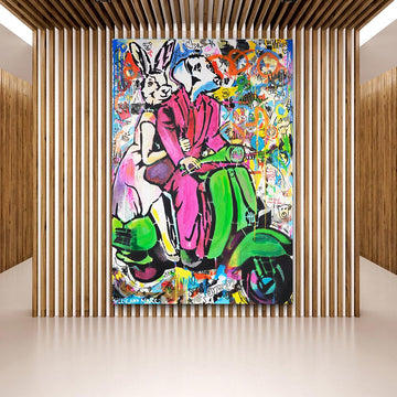 Green vespa on speed (Original Painting)