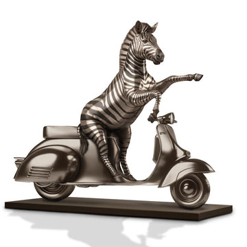 The Grevy's Zebra Races on the Vespa (Bronze Sculpture)