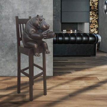 Hippo Above It All, Capturing the World Through a Lens (Bronze Sculpture, Mid-Size)