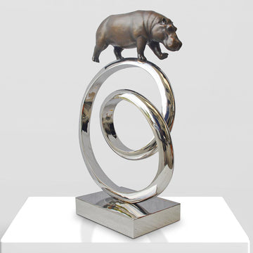 Hippo Goes Round the World (Bronze Sculpture)