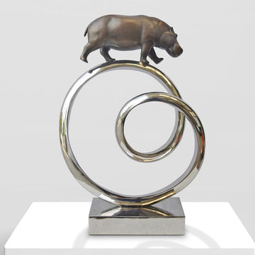 Hippo Goes Round the World (Bronze Sculpture)