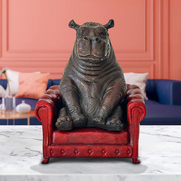 Hippo Took a Seat with Trust (Bronze Sculpture, Small)