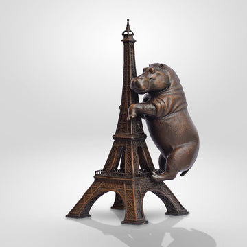 The Hippo Loved the Eiffel Tower (Bronze Sculpture, Small)