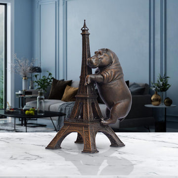 The Hippo Loved the Eiffel Tower (Bronze Sculpture, Small)