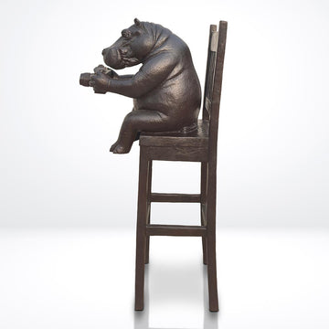 Hippo Above It All, Capturing the World Through a Lens (Bronze Sculpture, Mid-Size)