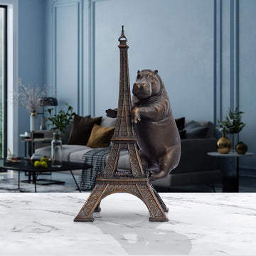 The Hippo Loved the Eiffel Tower (Bronze Sculpture, Small)