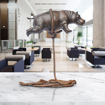 Baby Hippo Flying High For The First Time (Bronze Sculpture)