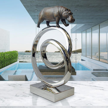 Hippo Goes Round the World (Bronze Sculpture)