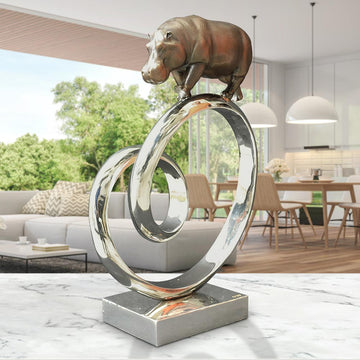 Hippo Goes Round the World (Bronze Sculpture)