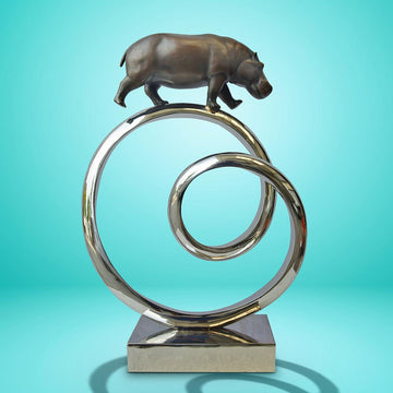 Hippo Goes Round the World (Bronze Sculpture)