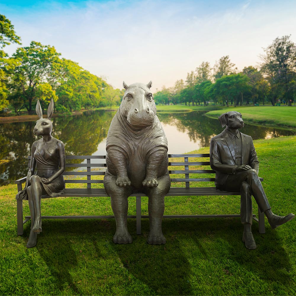 The Hippo Bench of Friendship (Bronze Sculpture) – Gillie and Marc®