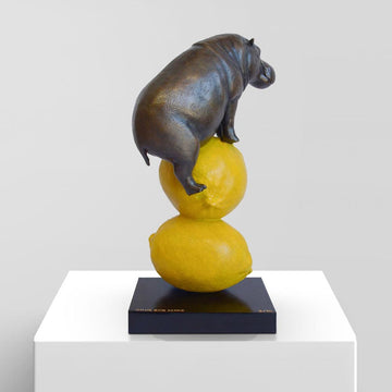 Hippo Loves Lemons (Bronze Sculpture, Small)