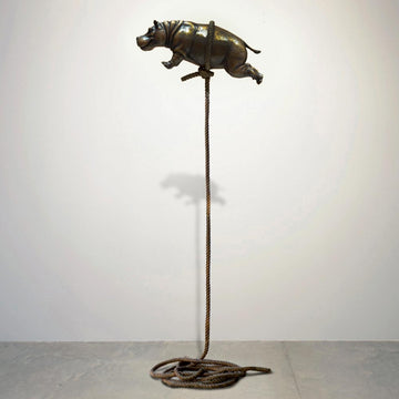 Flying Hippo (Bronze Sculpture)