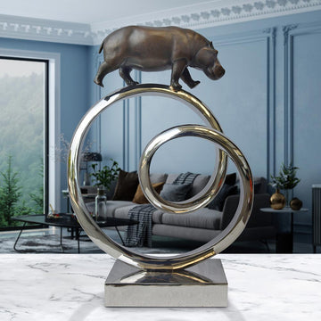 Hippo Goes Round the World (Bronze Sculpture)