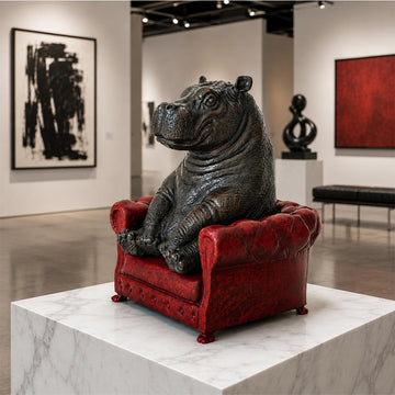 Hippo Took a Seat with Trust (Bronze Sculpture, Small)