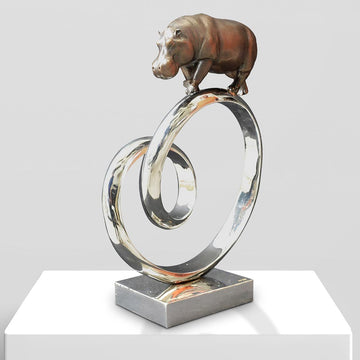 Hippo Goes Round the World (Bronze Sculpture)