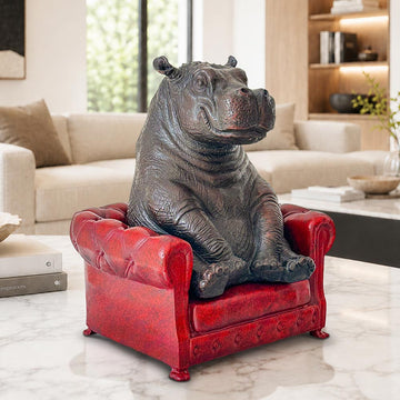Hippo Took a Seat with Trust (Bronze Sculpture, Small)