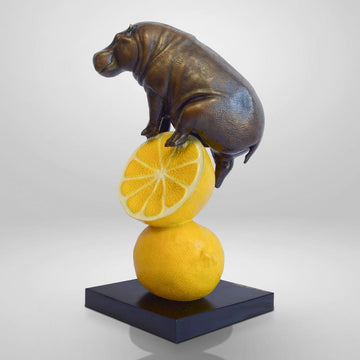 Hippo Loves Lemons (Bronze Sculpture, Small)