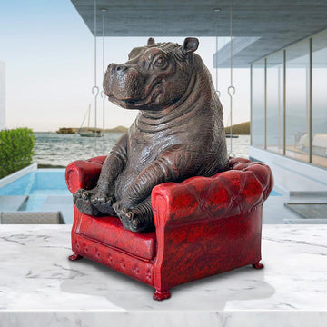 Hippo Took a Seat with Trust (Bronze Sculpture, Small)