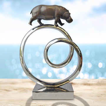 Hippo Goes Round the World (Bronze Sculpture)