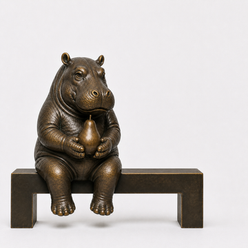Hippo Saved You a Seat, Saving the Best Bite for You (Bronze Sculpture)