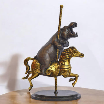 Hippo Goes Round and Round (Bronze Sculpture, Small)