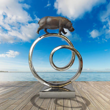 Hippo Goes Round A Big World (Bronze Sculpture)