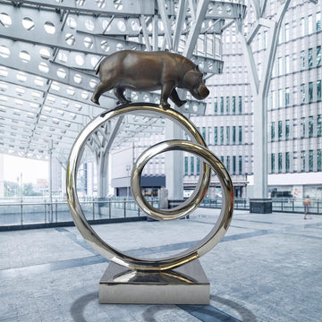 Hippo Goes Round A Big World (Bronze Sculpture)
