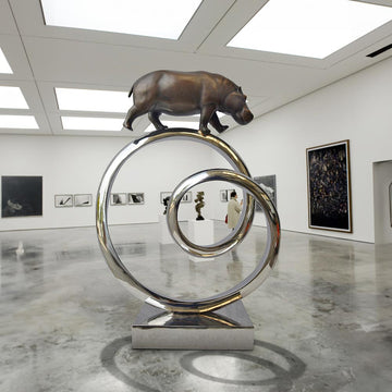 Hippo Goes Round A Big World (Bronze Sculpture)