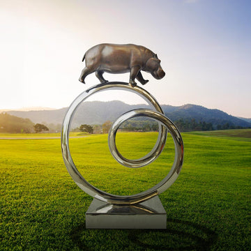 Hippo Goes Round A Big World (Bronze Sculpture)