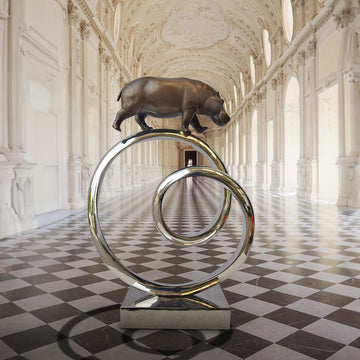 Hippo Goes Round A Big World (Bronze Sculpture)