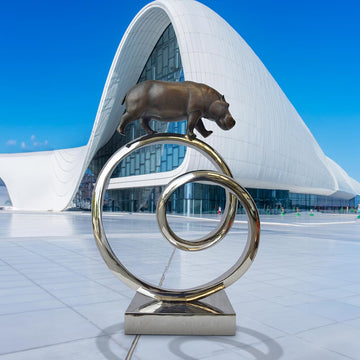 Hippo Goes Round A Big World (Bronze Sculpture)