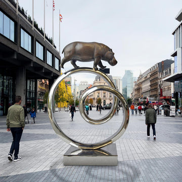 Hippo Goes Round A Big World (Bronze Sculpture)