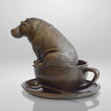 Hippo in a Cup (Bronze Sculpture, Small)
