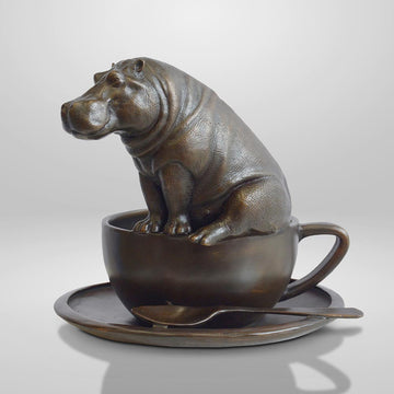 Hippo in a Cup (Bronze Sculpture, Small)