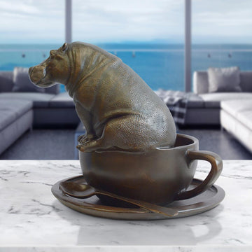 Hippo in a Cup (Bronze Sculpture, Small)