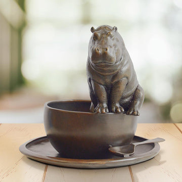 Hippo in a Cup (Bronze Sculpture, Small)
