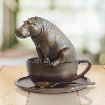 Hippo in a Cup (Bronze Sculpture, Small)