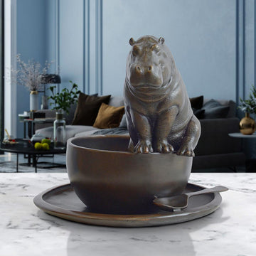 Hippo in a Cup (Bronze Sculpture, Small)