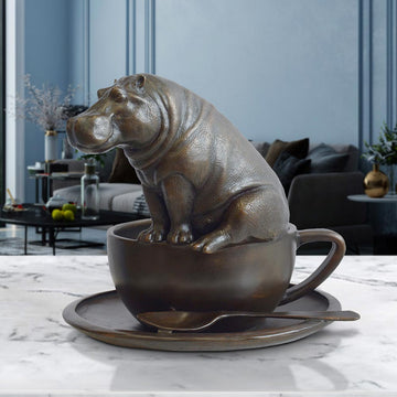 Hippo in a Cup (Bronze Sculpture, Small)