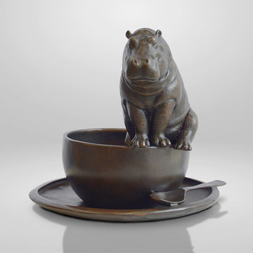 Hippo in a Cup (Bronze Sculpture, Small)