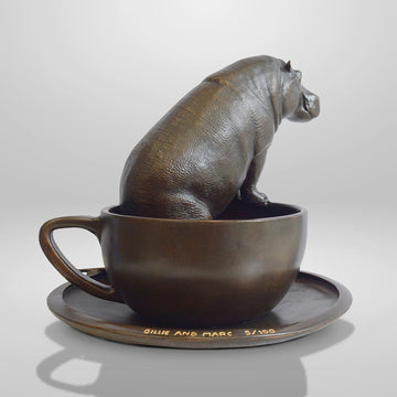 Hippo in a Cup (Bronze Sculpture, Small)