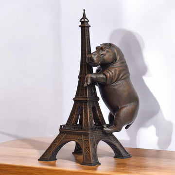 The Hippo Loved the Eiffel Tower (Bronze Sculpture, Small)
