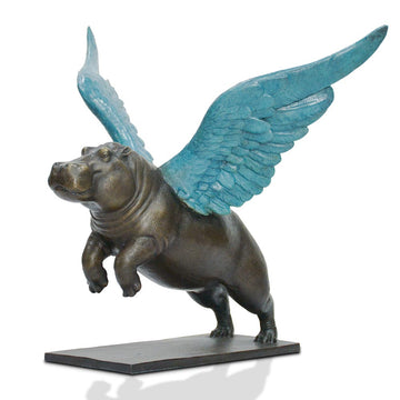 Up, Up and Away Hippo (Bronze Sculpture)