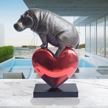 Hippo with a Heart (Bronze Sculpture)